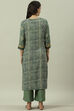 Green Rayon Straight Printed Kurta image number 4