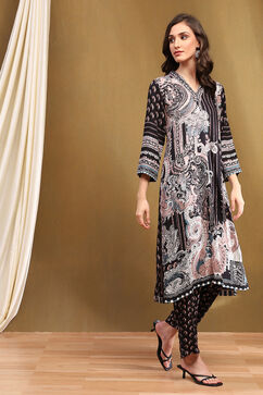 Black Viscose Straight Kurta Set image number 5