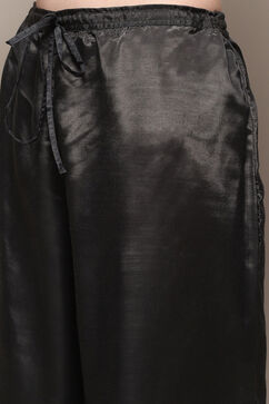 Charcoal Art Silk Straight Kurta Palazzo Suit Set image number 2