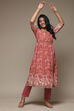 Dusky Pink Cotton Gathered Kurta Pants 2 Piece Set