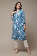 Sky Blue LIVA Straight Printed Kurta