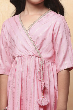 Peach Rayon Gathered Suit Set image number 1