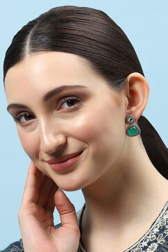 Emerald Green Brass earrings image number 1