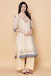 Beige Cotton Straight Kurta Palazzo Suit Set image number 0