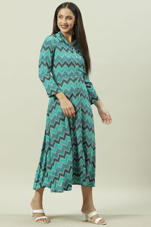 Buy Green Turquoise Rayon A-Line Printed Dress () for INR1149.50 | Biba ...
