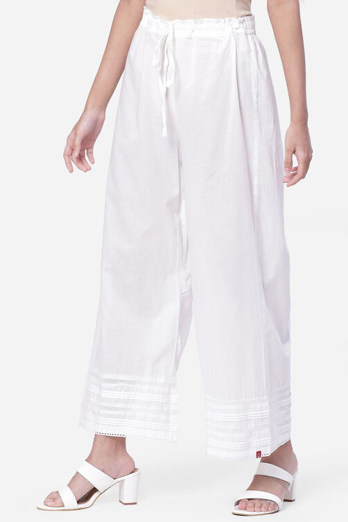 White Cotton Straight Palazzos image number 2