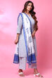 White Cotton Straight Kurta Palazzo Suit Set image number 5