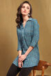 Blue & Green Rayon Printed Straight Shirt image number 6