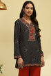 Black Crepe Bandhani Printed Straight Kurti image number 4