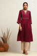 Wine Yoke Design Festive A-Line Kurta image number 5