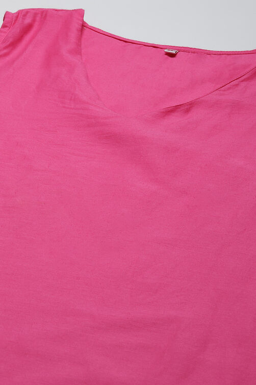 Pink Printed Layered Kurta Palazzo Suit Set image number 2