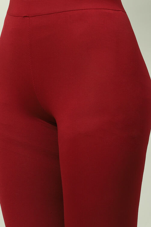 Maroon Solid Leggings image number 1