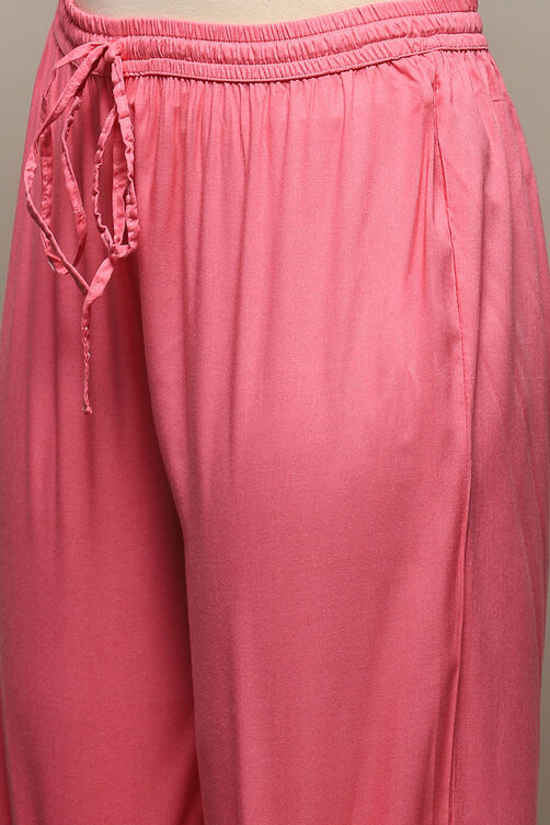 Blush Pink Polyester Straight Suit Set Kurta, Palazzo, Dupatta at Biba ...