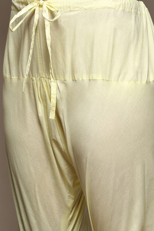 Yellow Cotton Handloom Unstitched Suit Set image number 3