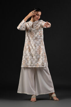 Rohit Bal Off White Cotton Silk Straight Printed Suit Set image number 0