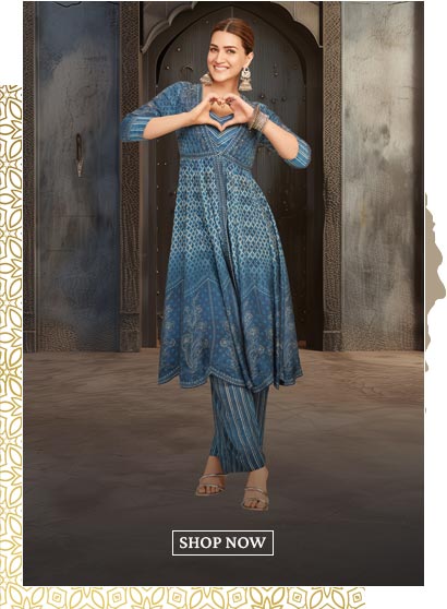 Indigo Modal Festive Anarkali Fusion Suit Set