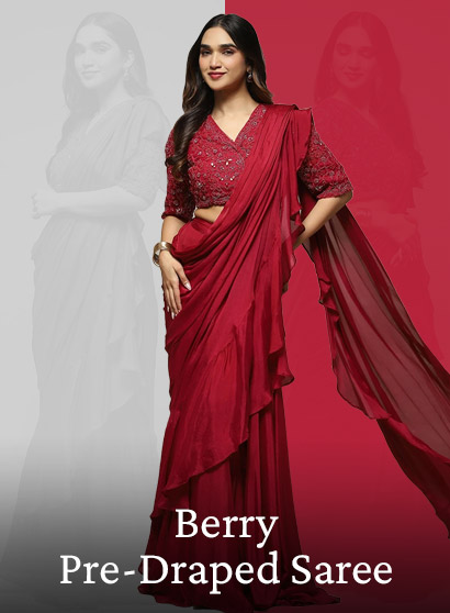 Berry Pre-Draped Saree