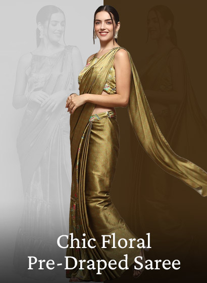 Chic Floral Pre-Draped Saree