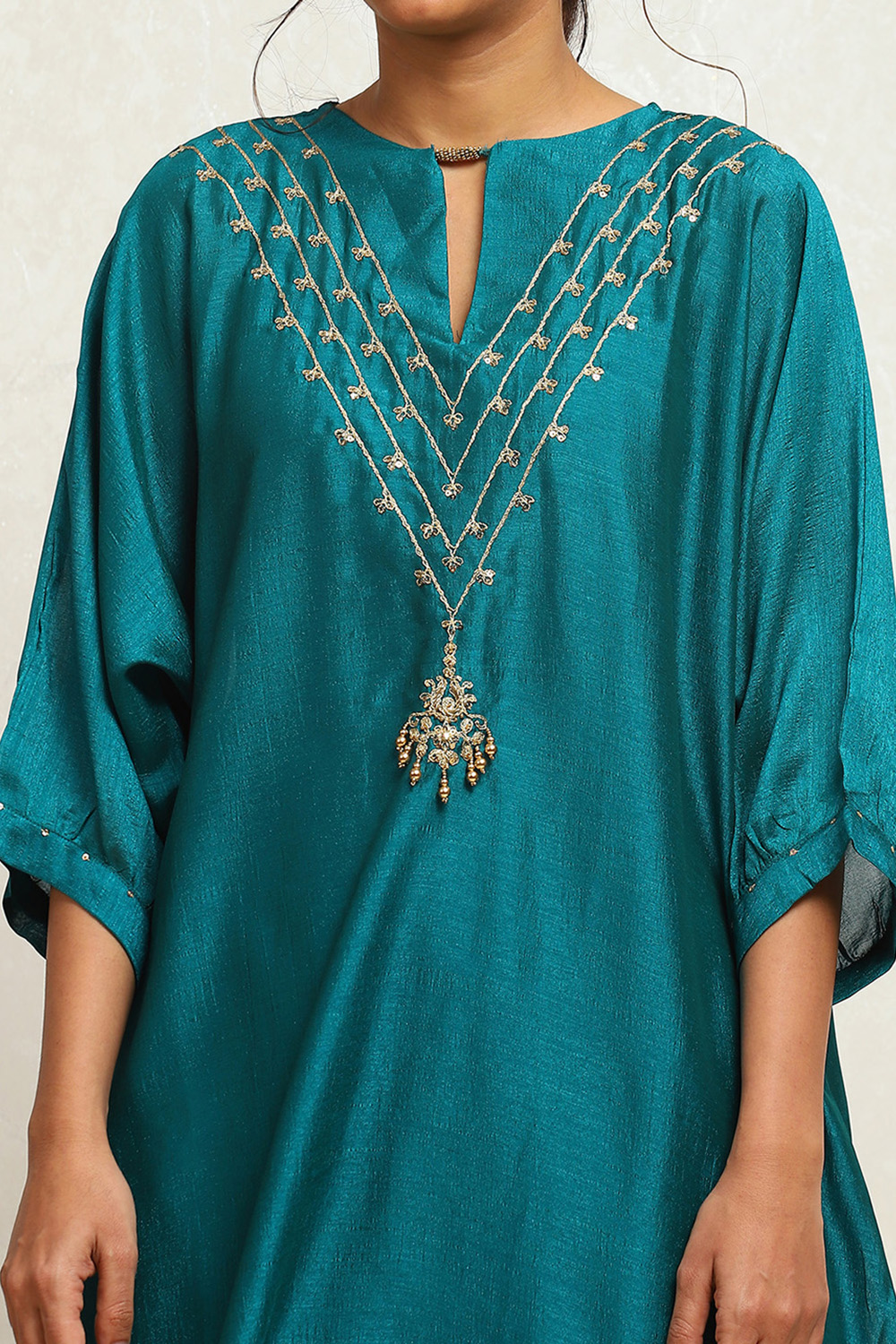 Emerald Green Straight Regular Fit Festive Kurta image number 1