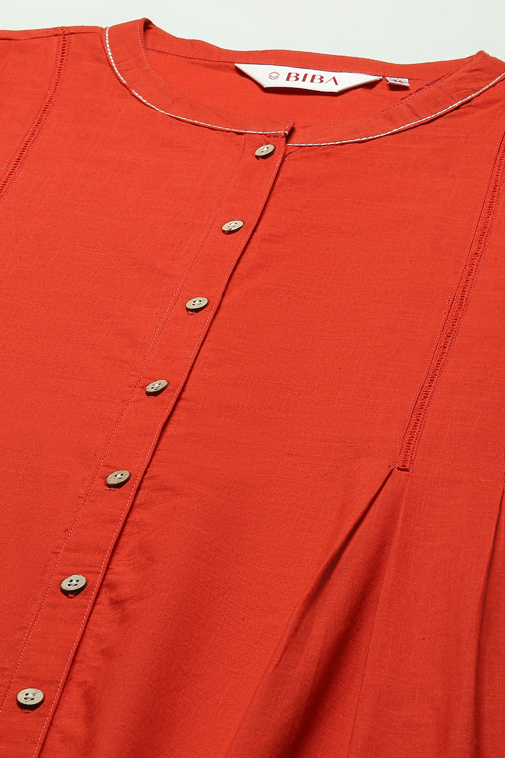 Orange Cotton Pleated Kalidar Suit Set image number 2