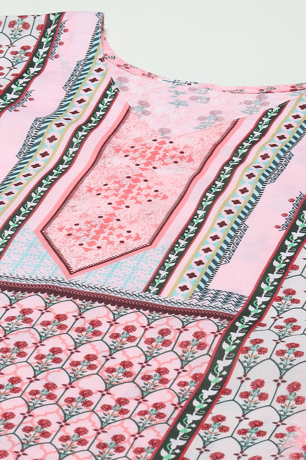 Pink Cotton Blend Digital Print Unstitched Suit Set image number 2