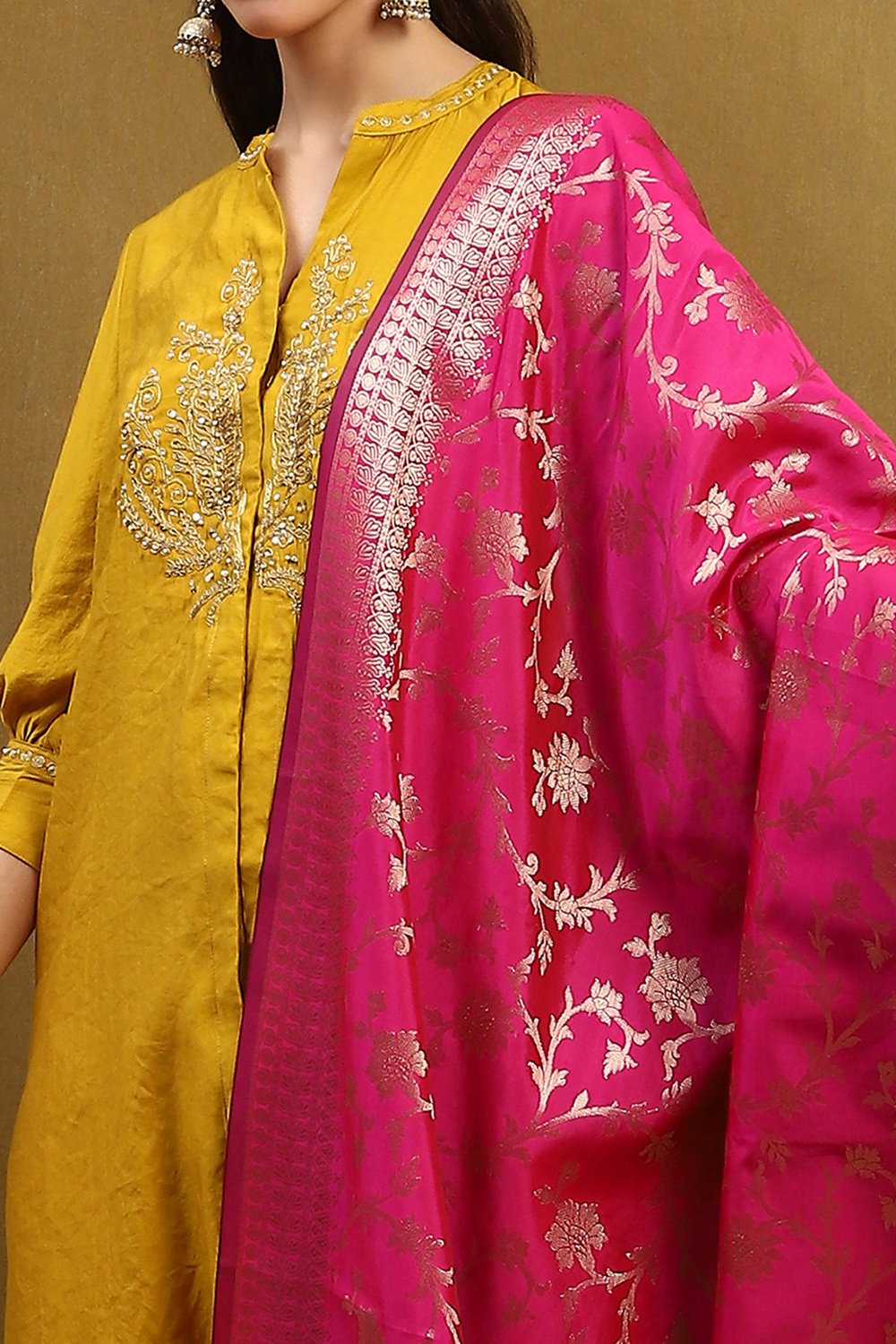 Magenta Polyester Dupatta image number 1