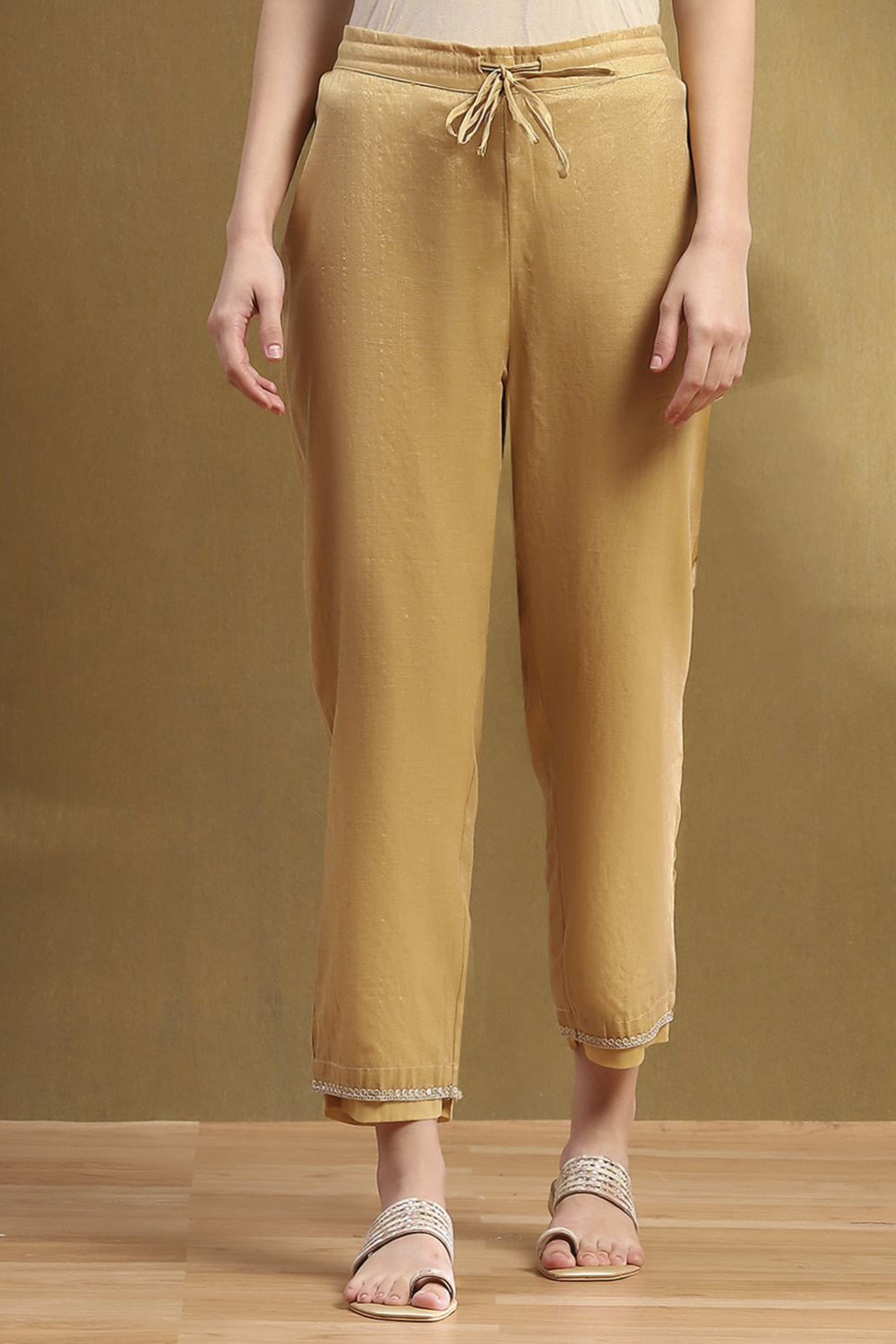 Gold Jacquard Pants image number 4