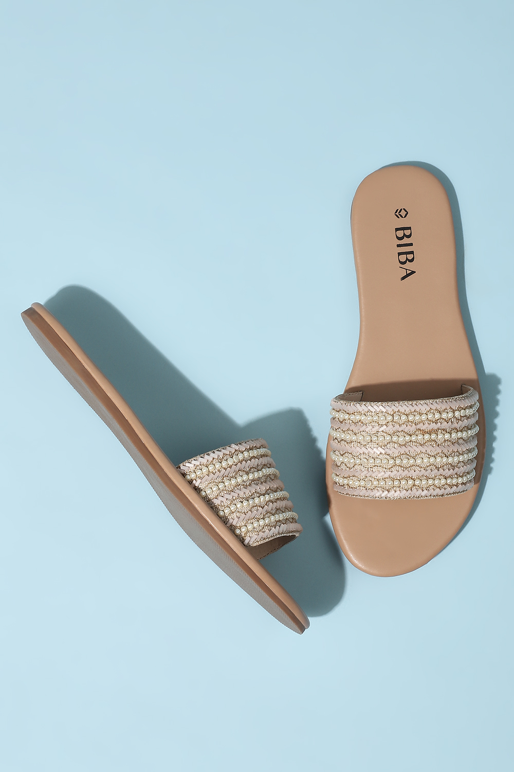 Beige Embellished Sandals image number 2