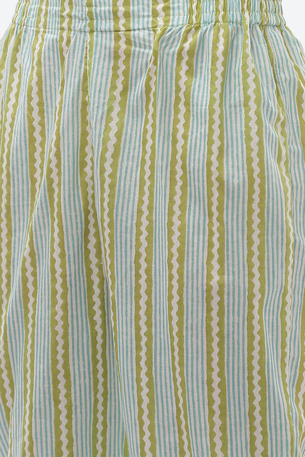 Green Cotton Screen Print Unstitched Suit Set image number 2