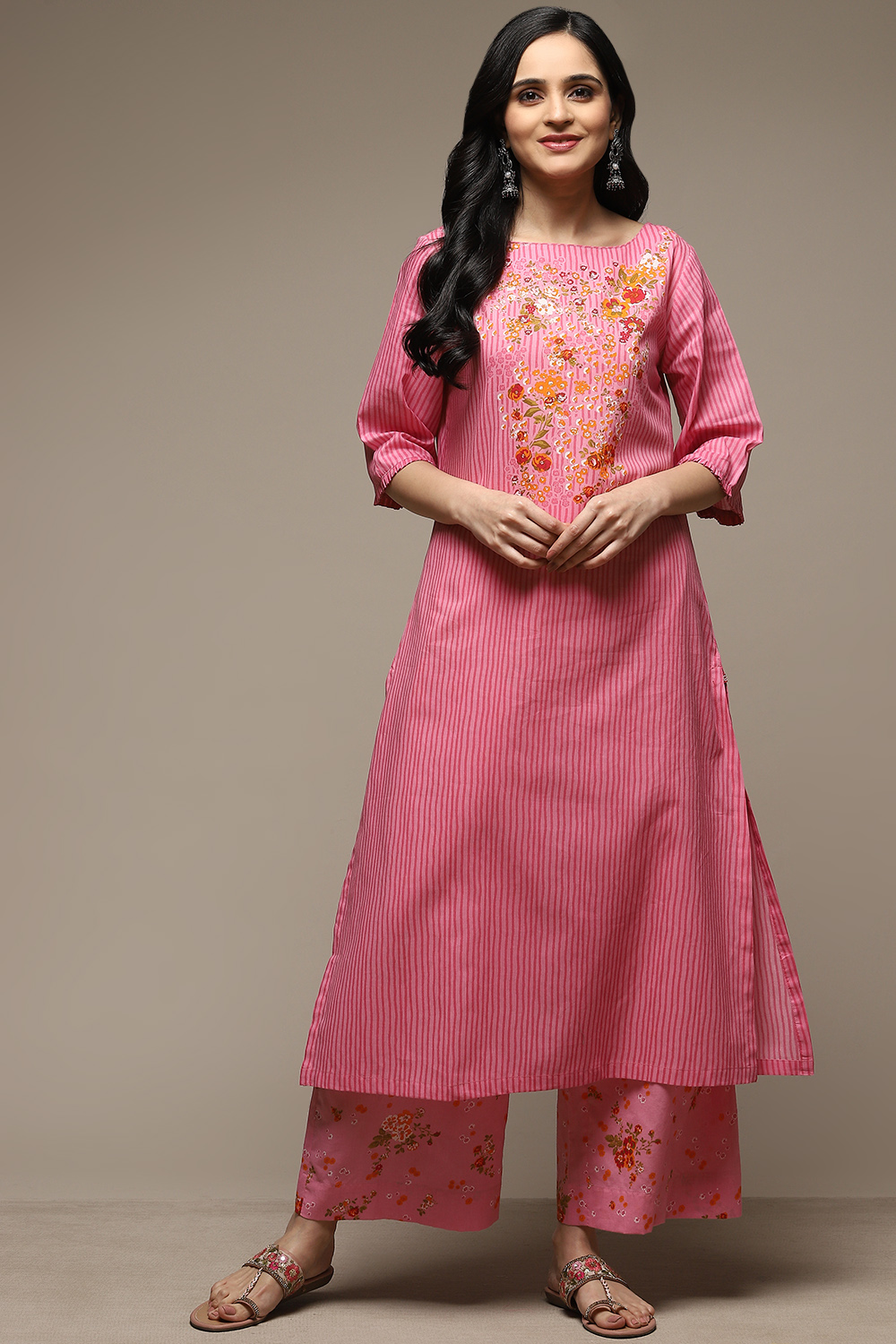 Yellow Cotton Straight Kurta Palazzo Suit Set image number 6