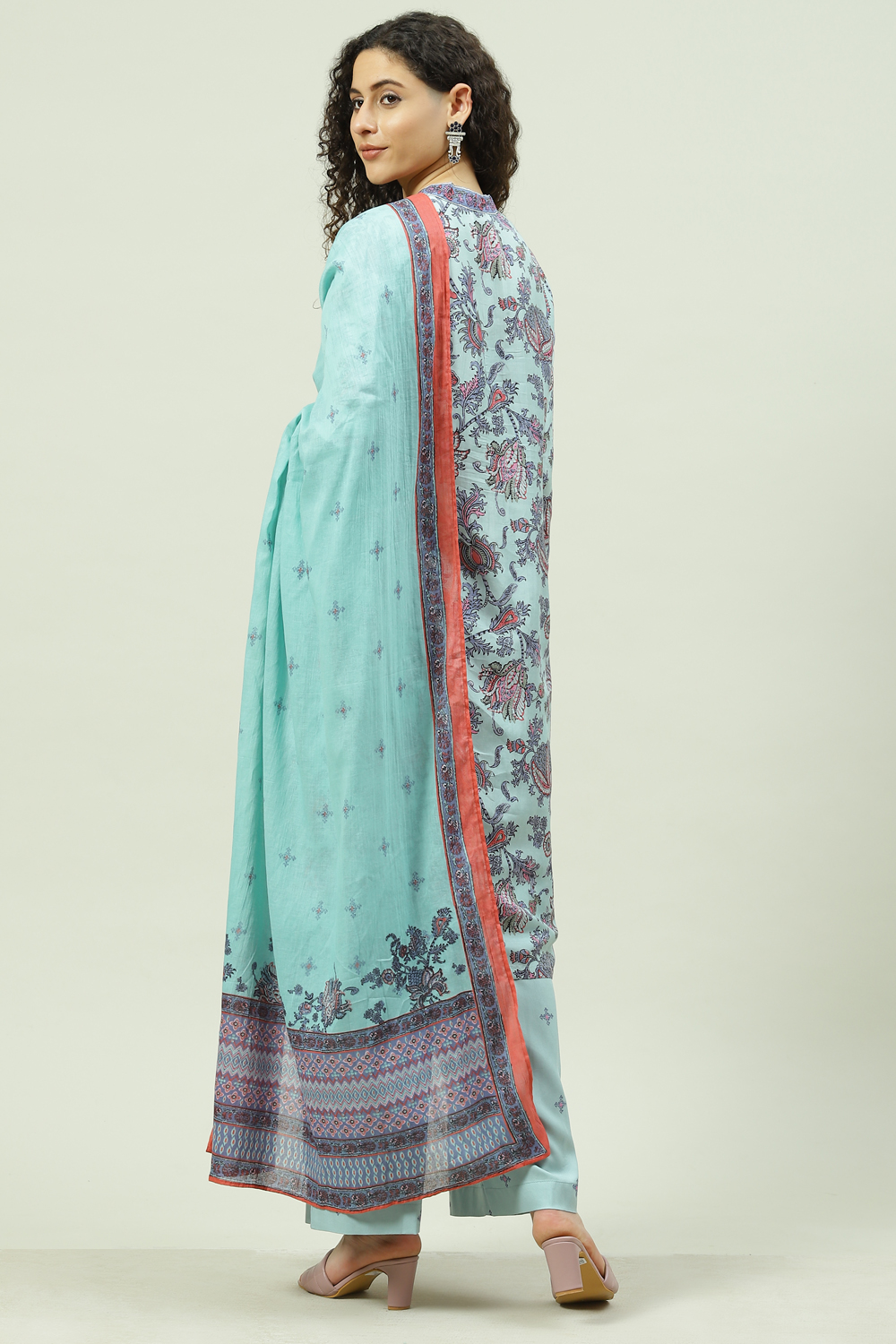 Aqua Sea Green Viscose Straight Kurta Palazzo Suit Set image number 7