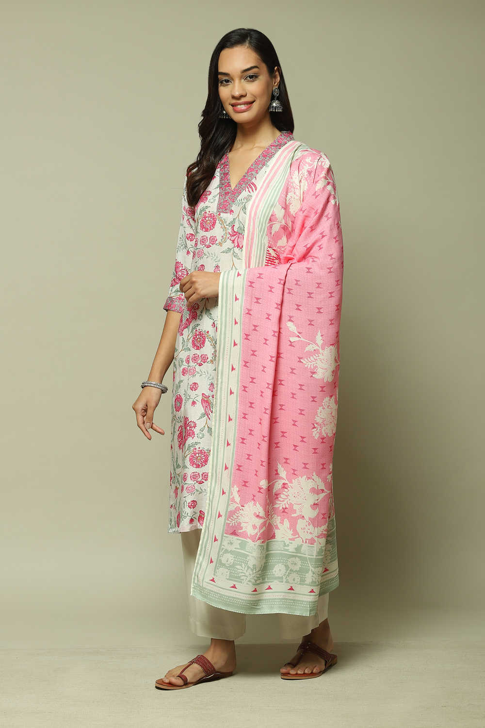 Buy Designer Cotton Fabric Palazzo Suit in Pink Color Online - SALA2607