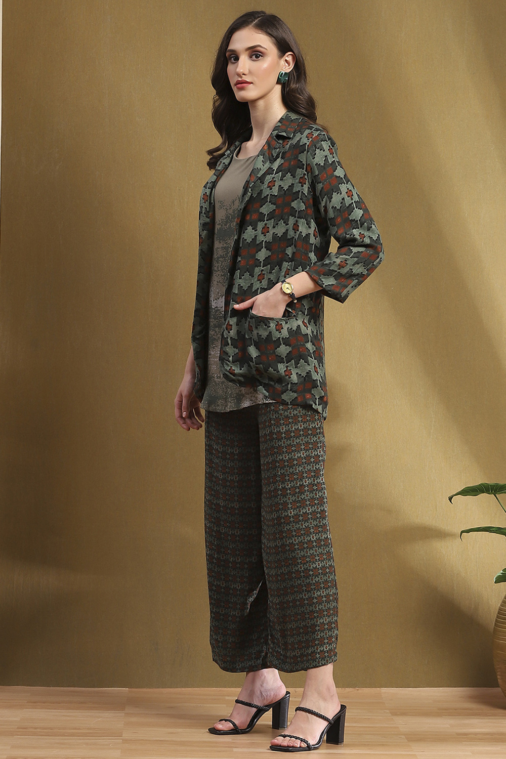 Sage Green Rayon Straight Set image number 3