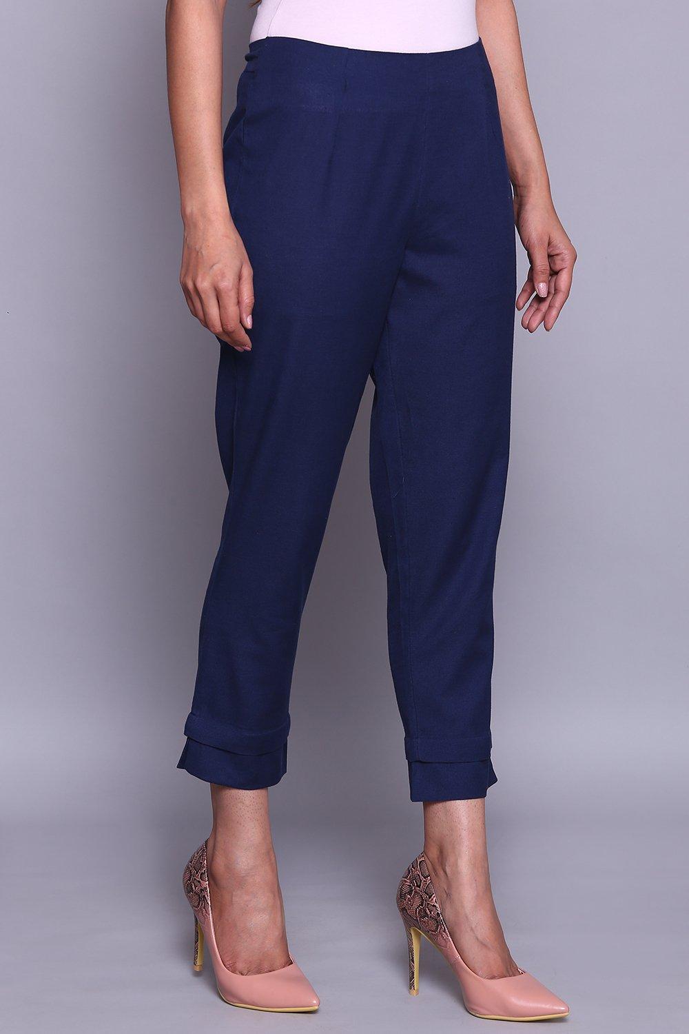 Buy Navy Cotton Slim Pants (Pants) for INR499.50