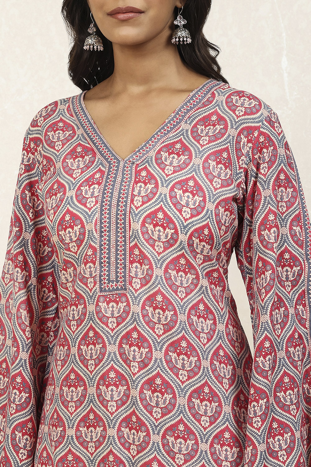 Pink Cotton Printed Unstitched Suit Set image number 2