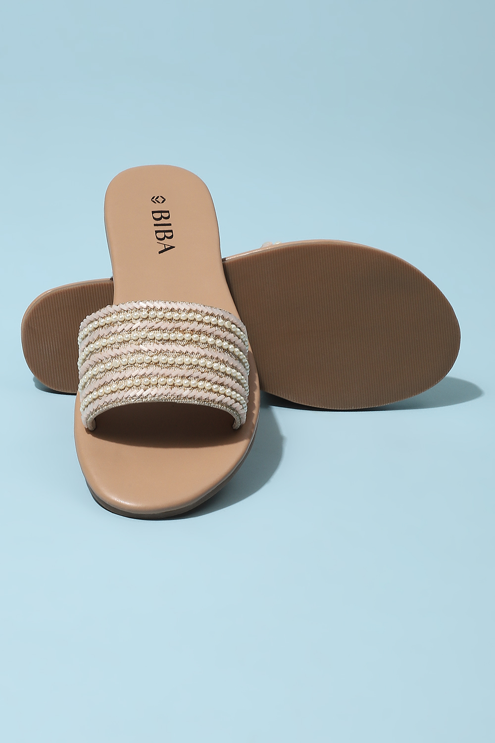 Beige Embellished Sandals image number 3