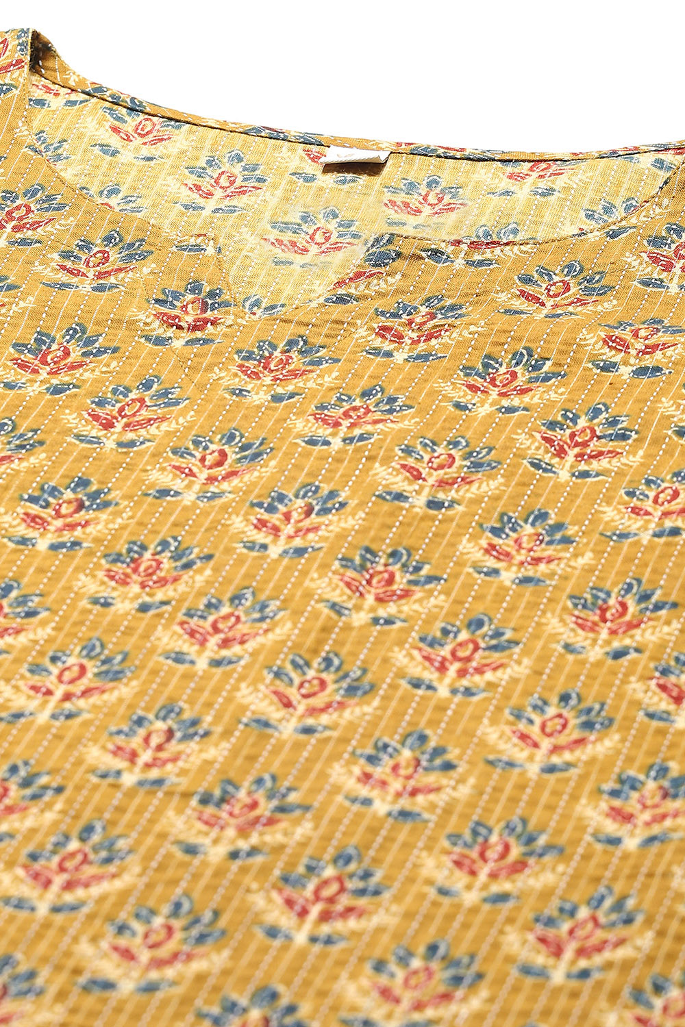 Mustard Tussar Unstitched Suit set image number 2