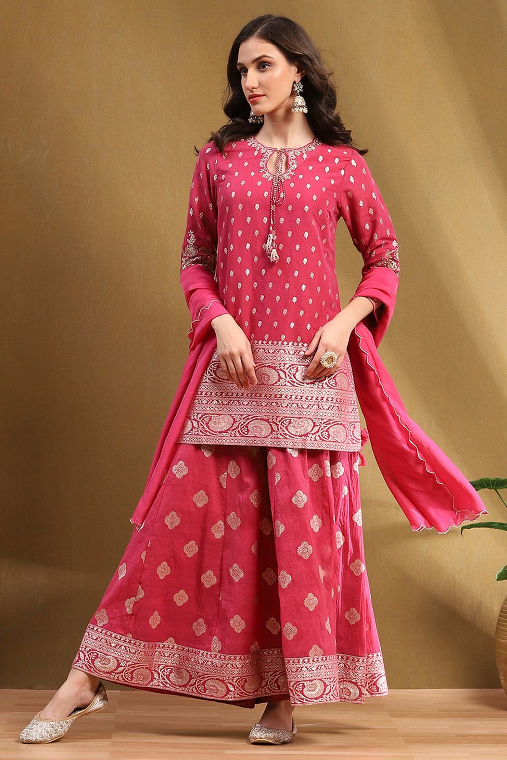 Pink Polyester Straight Suit Set image number 0