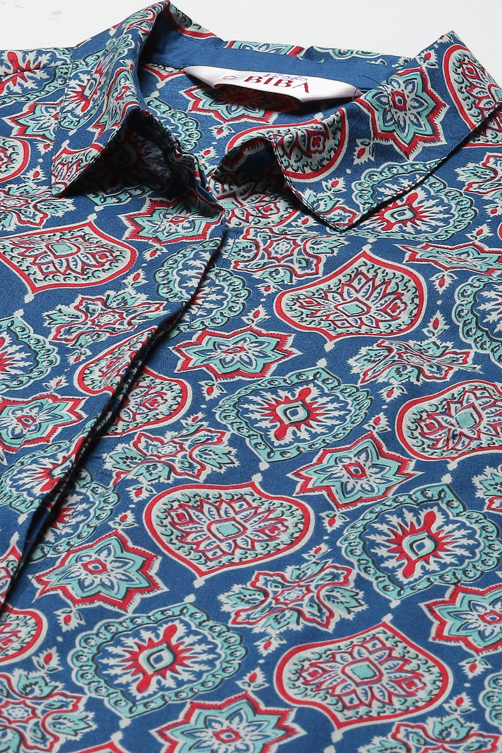 Blue Cotton Straight Printed Shirt image number 1