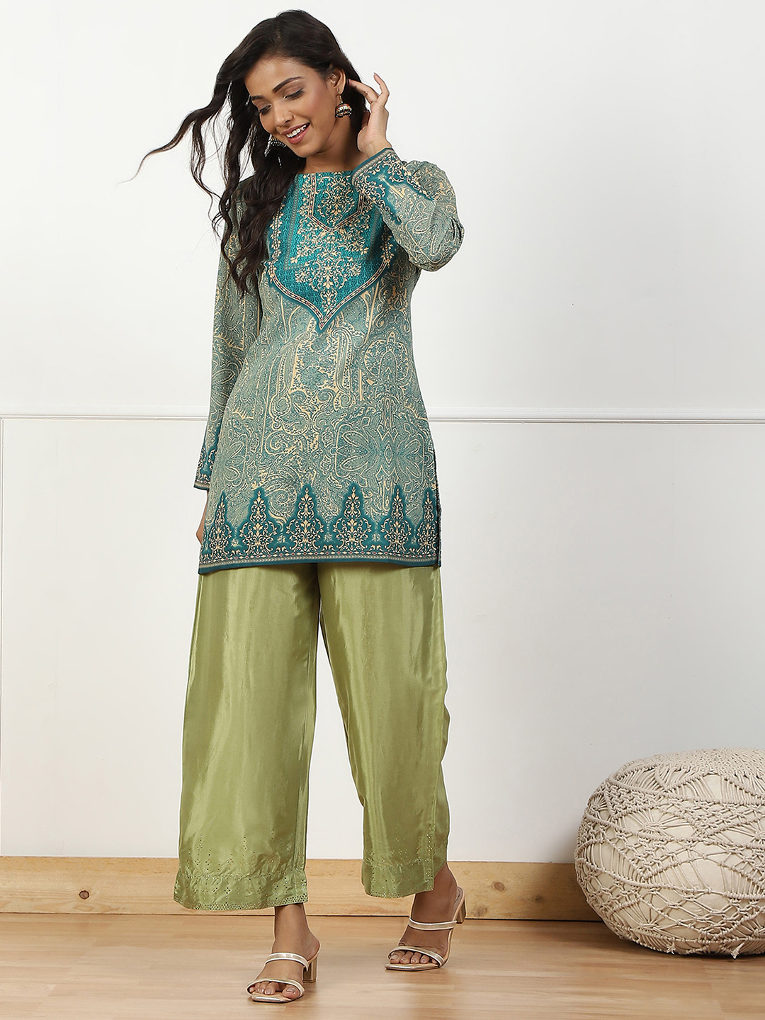 Green Shantoon Palazzo Pants image number 0