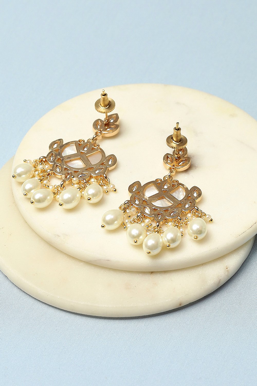 Pearl Kundan Festive Drop & Danglers image number 2