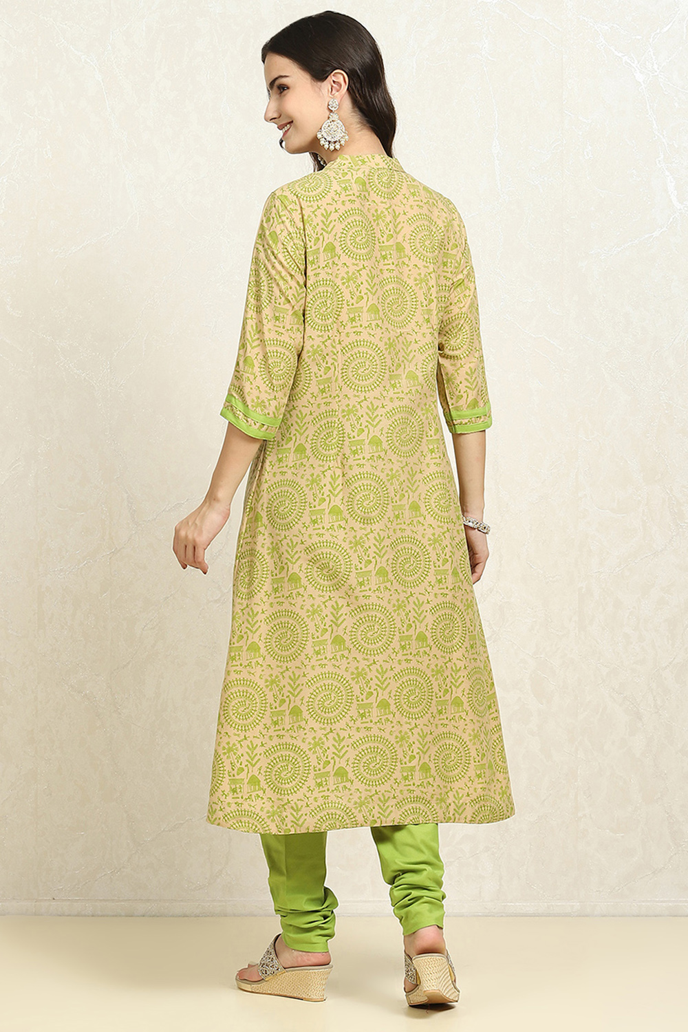 Green Cotton Handloom Unstitched Suit Set image number 5