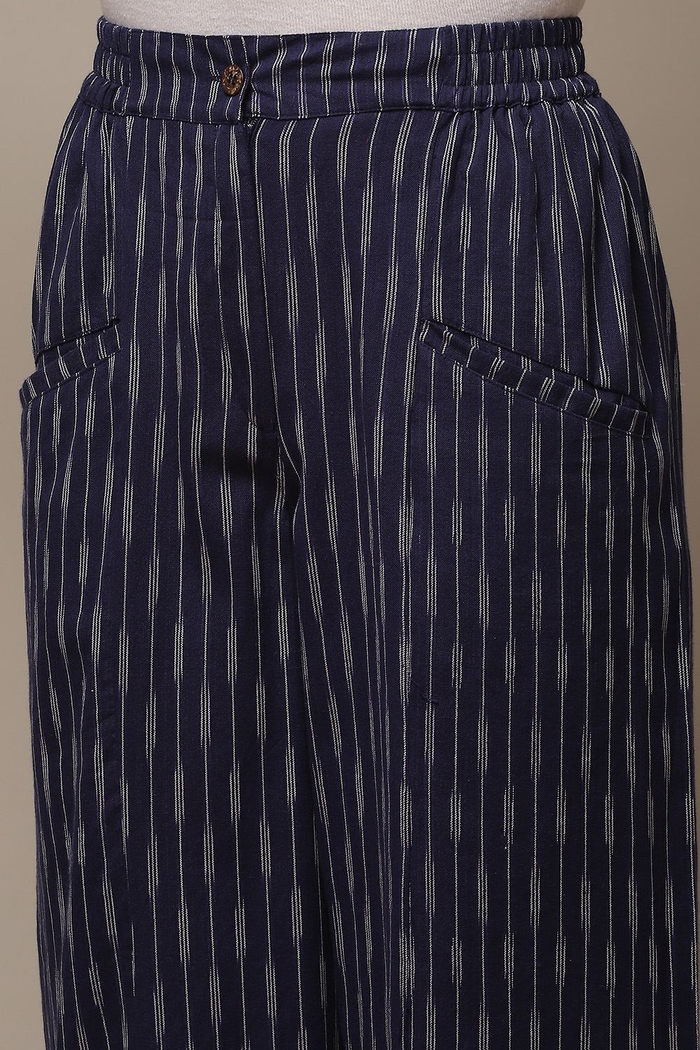 Navy Cotton Yarndyed Pants image number 5