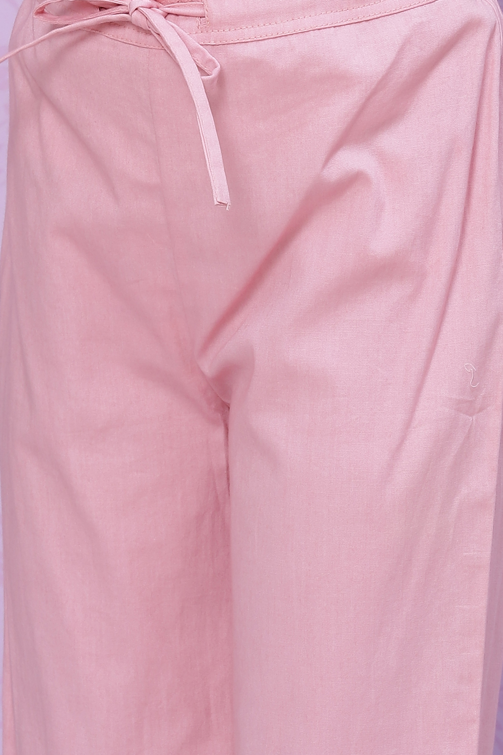 Pink Cotton Straight Kurta Regular Pant Suit Set image number 3