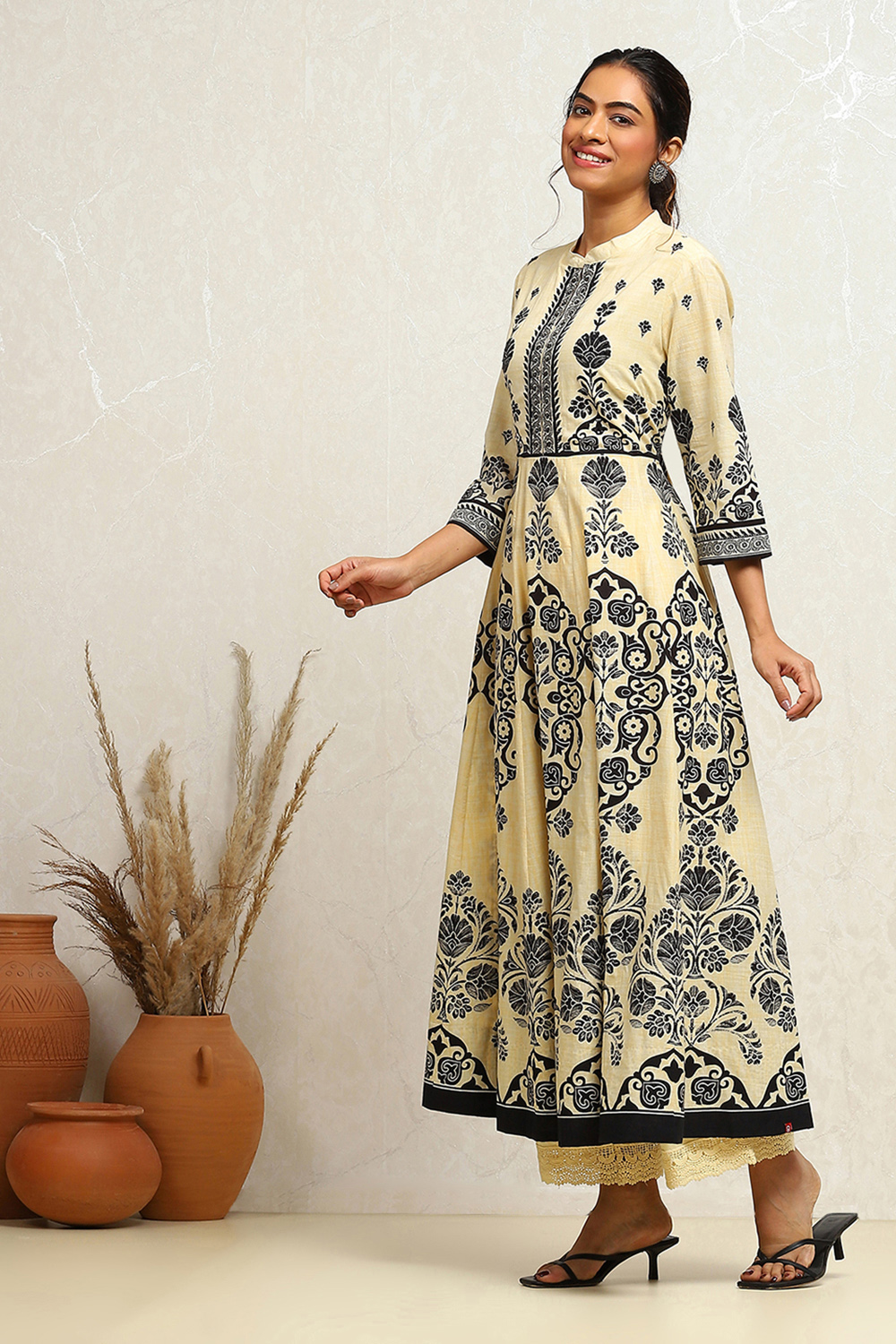 Rust Cotton Anarkali Suit Set image number 3