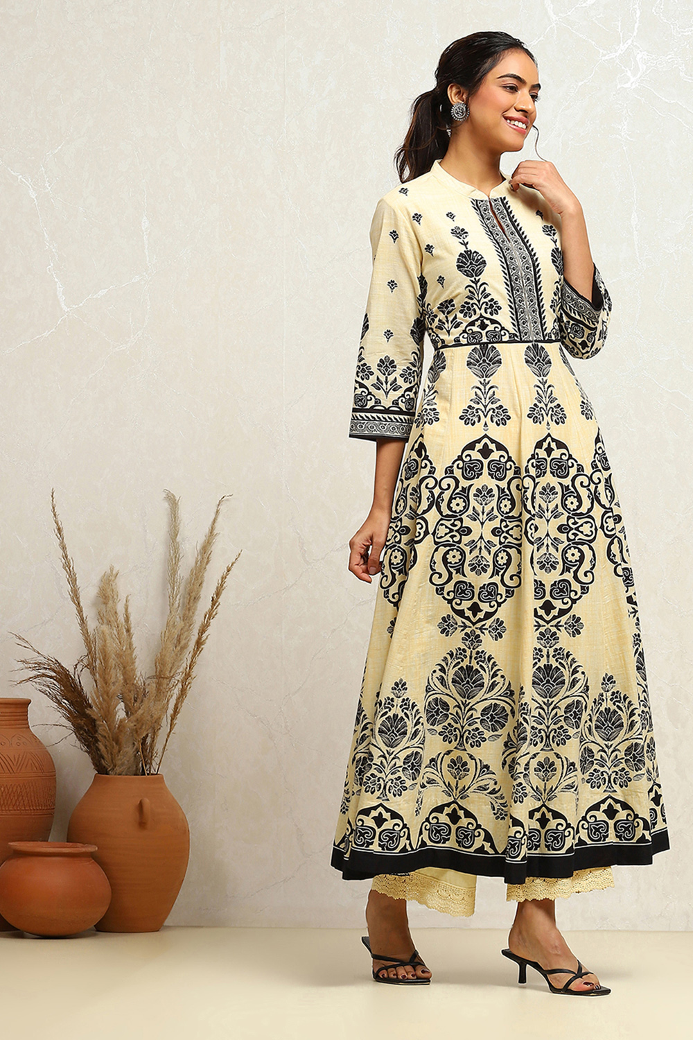 Rust Cotton Anarkali Suit Set image number 5