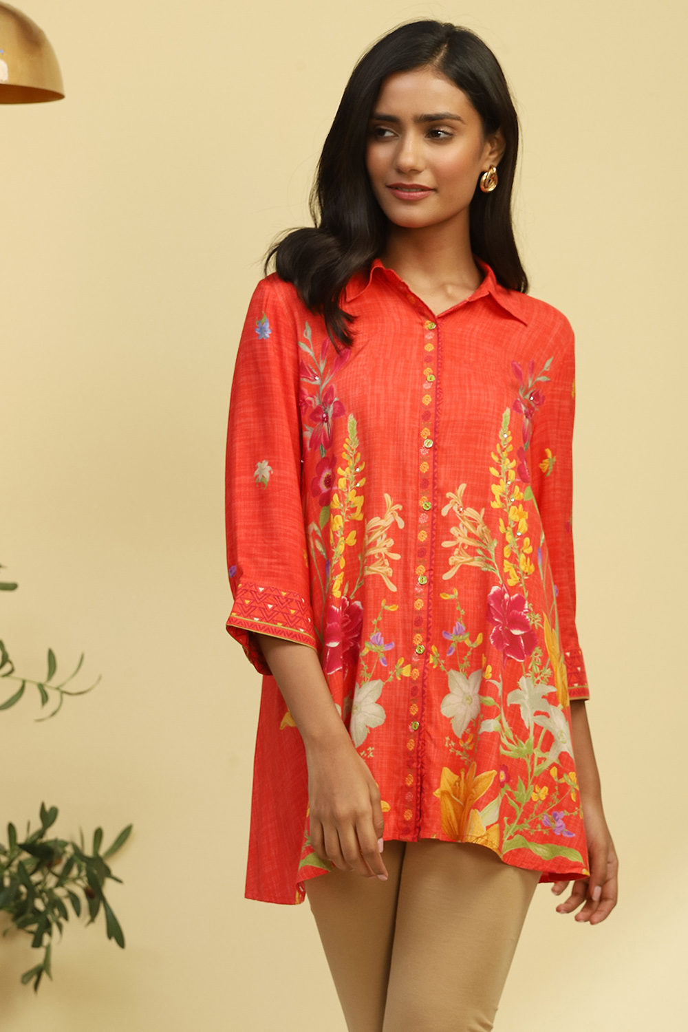 Coral Rayon Straight Kurta image number 2