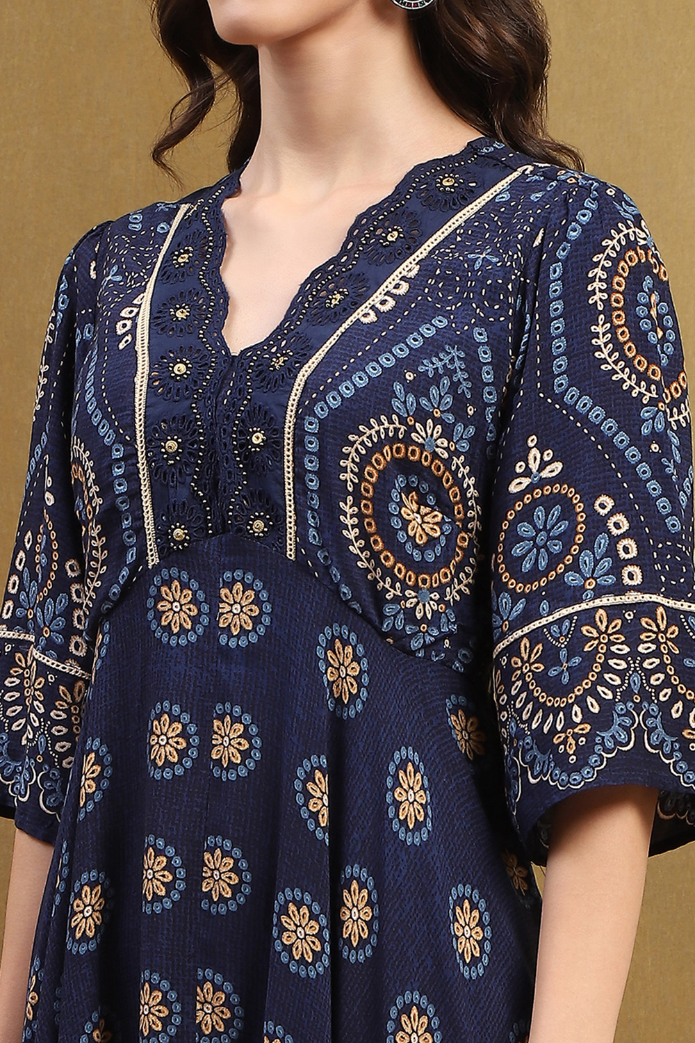 Blue Rayon Flared Kurta image number 1