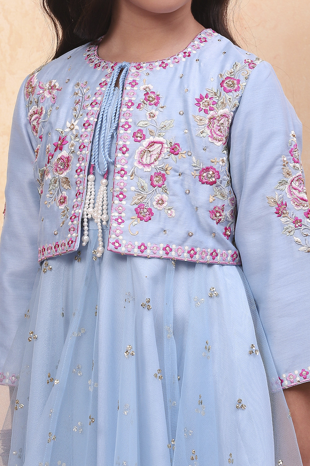 Blue Net Anarkali Suit Set image number 1