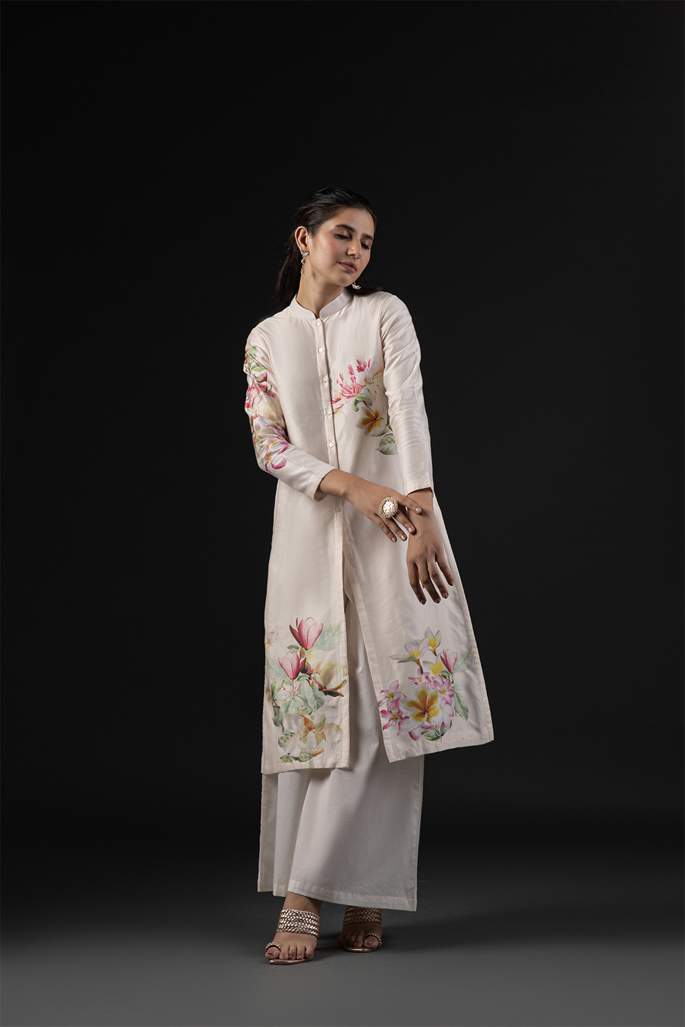 Rohit Bal Ivory Cotton Silk Straight Printed Suit Set image number 0